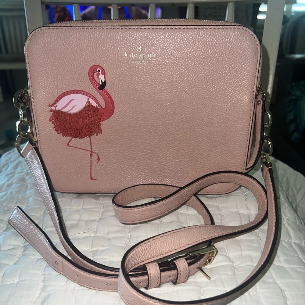 Preloved Kate Spade New York By The Pool Flamingo Crossbody, handbag- excellent!
